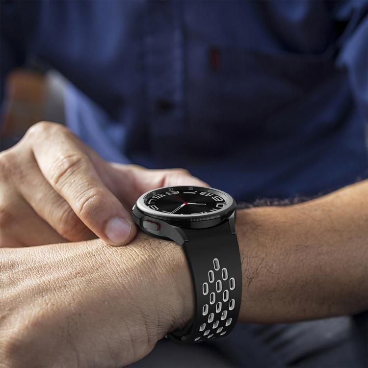 For Samsung Galaxy Watch 4 / 5 / 6 Kalebol Two-color Mesh Magnetic Black Buckle Silicone Strap