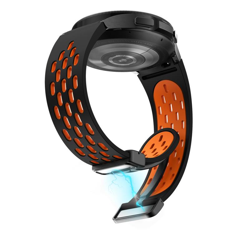 For Samsung Galaxy Watch 4 / 5 / 6 Kalebol Two-color Mesh Magnetic Black Buckle Silicone Strap