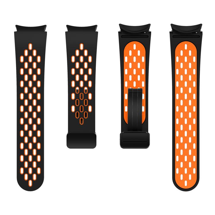 For Samsung Galaxy Watch 4 / 5 / 6 Kalebol Two-color Mesh Magnetic Black Buckle Silicone Strap