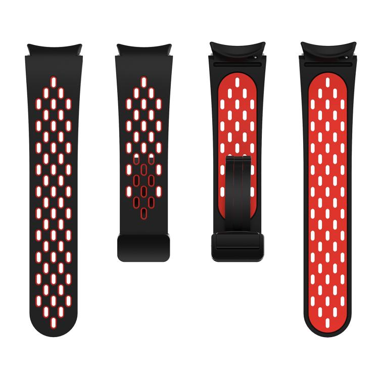 For Samsung Galaxy Watch 4 / 5 / 6 Kalebol Two-color Mesh Magnetic Black Buckle Silicone Strap