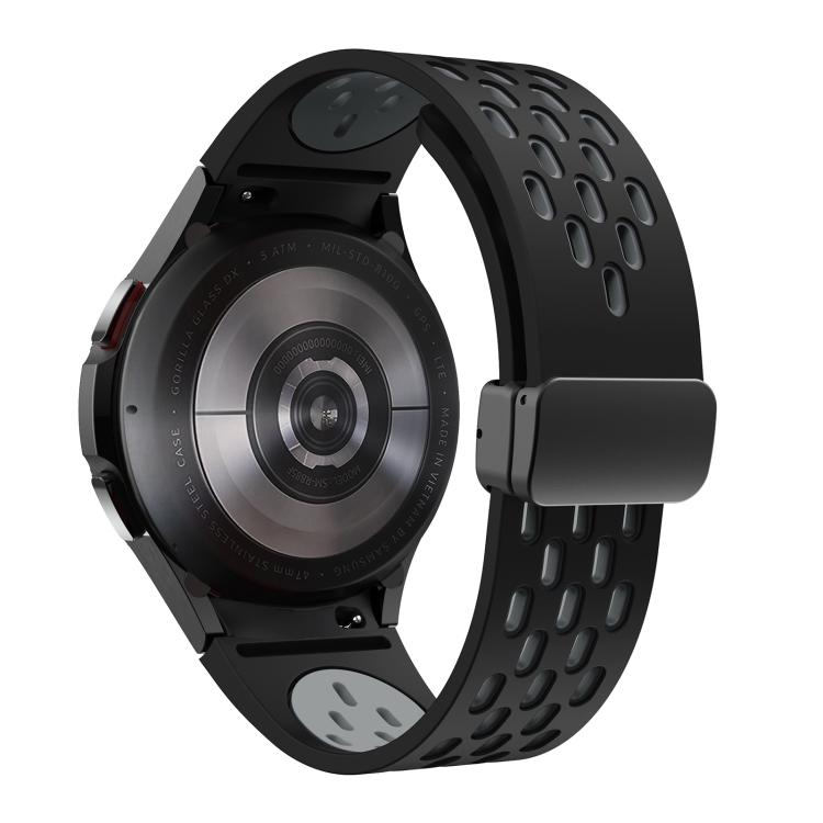 For Samsung Galaxy Watch 4 / 5 / 6 Kalebol Two-color Mesh Magnetic Black Buckle Silicone Strap
