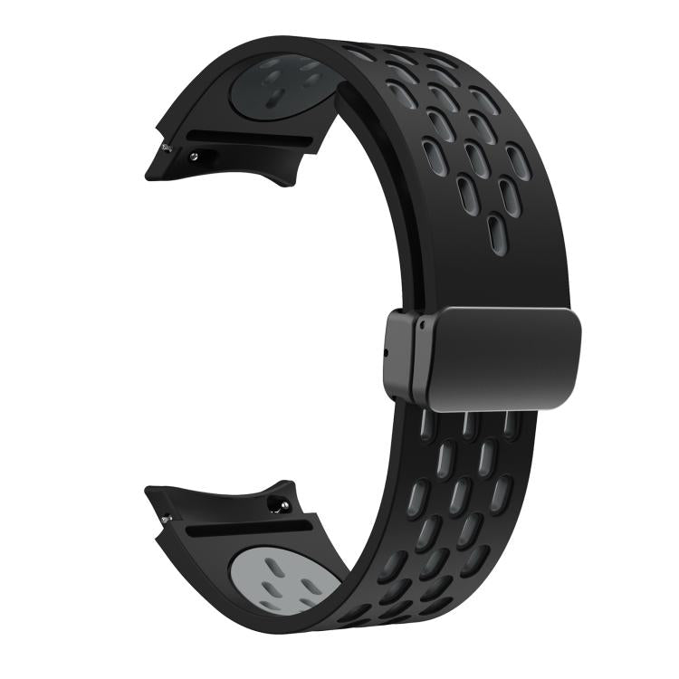For Samsung Galaxy Watch 4 / 5 / 6 Kalebol Two-color Mesh Magnetic Black Buckle Silicone Strap