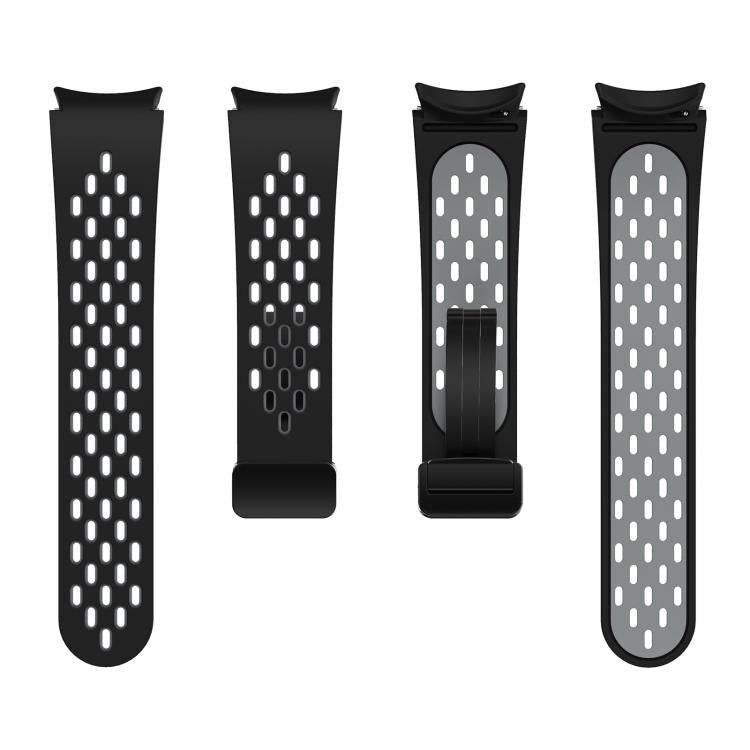 For Samsung Galaxy Watch 4 / 5 / 6 Kalebol Two-color Mesh Magnetic Black Buckle Silicone Strap