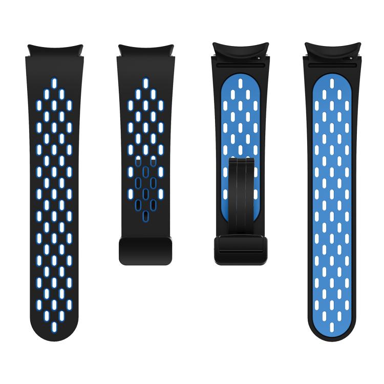 For Samsung Galaxy Watch 4 / 5 / 6 Kalebol Two-color Mesh Magnetic Black Buckle Silicone Strap
