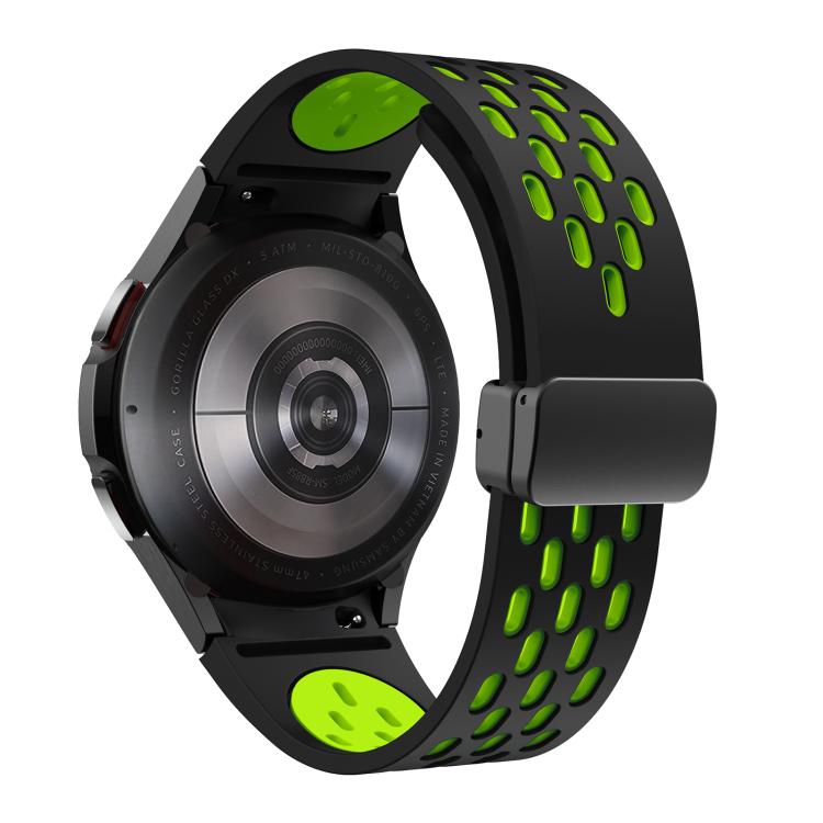 For Samsung Galaxy Watch 4 / 5 / 6 Kalebol Two-color Mesh Magnetic Black Buckle Silicone Strap