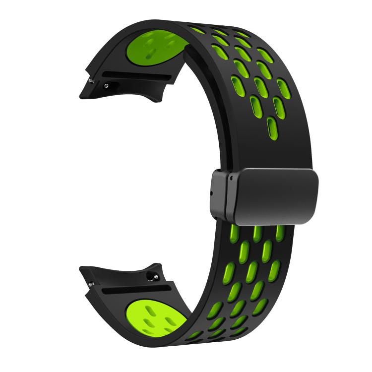 For Samsung Galaxy Watch 4 / 5 / 6 Kalebol Two-color Mesh Magnetic Black Buckle Silicone Strap