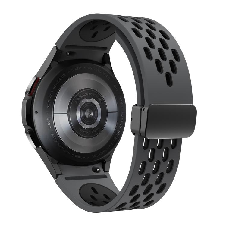 For Samsung Galaxy Watch 4 / 5 / 6 Kalebol Two-color Mesh Magnetic Black Buckle Silicone Strap