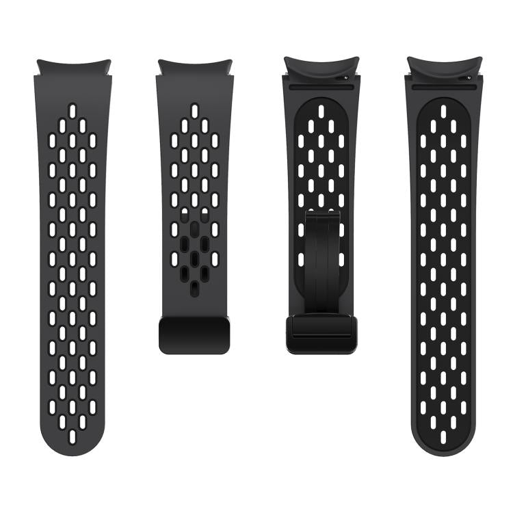 For Samsung Galaxy Watch 4 / 5 / 6 Kalebol Two-color Mesh Magnetic Black Buckle Silicone Strap