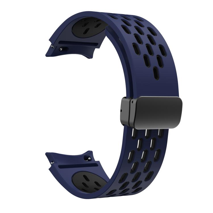 For Samsung Galaxy Watch 4 / 5 / 6 Kalebol Two-color Mesh Magnetic Black Buckle Silicone Strap