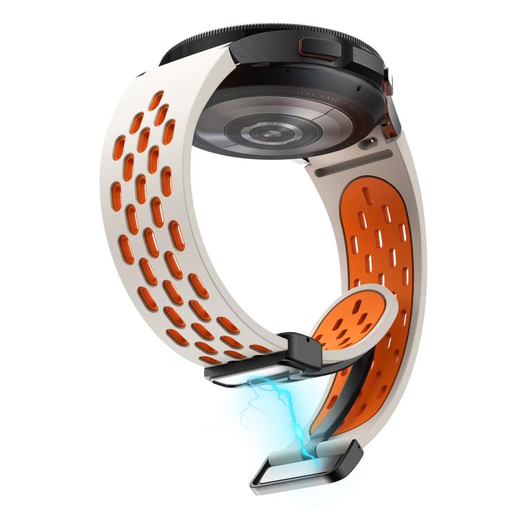 For Samsung Galaxy Watch 4 / 5 / 6 Kalebol Two-color Mesh Magnetic Black Buckle Silicone Strap