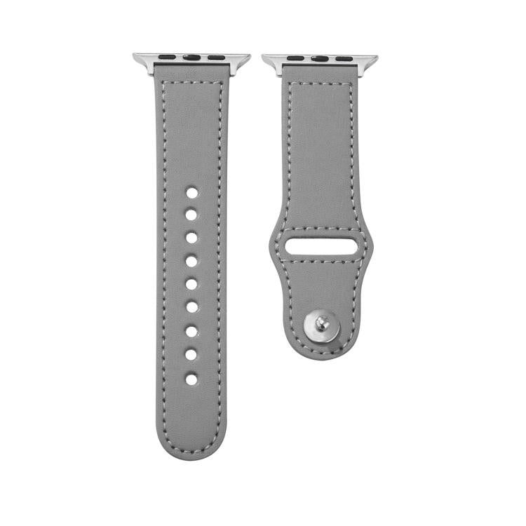 For Apple Watch 46mm / 49mm / 45mm / 44mm Kalebol Large Stud Buckle Leather Watch Band