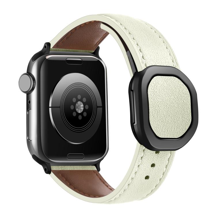 For Apple Watch 42mm / 41mm / 40mm / 38mm Kalebol Magnetic Fold Genuine Buckle Leather Watch Band