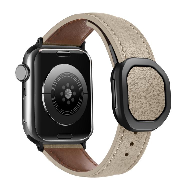 For Apple Watch 42mm / 41mm / 40mm / 38mm Kalebol Magnetic Fold Genuine Buckle Leather Watch Band