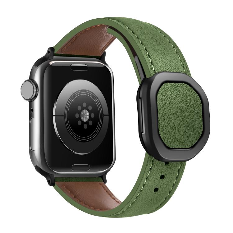 For Apple Watch 42mm / 41mm / 40mm / 38mm Kalebol Magnetic Fold Genuine Buckle Leather Watch Band