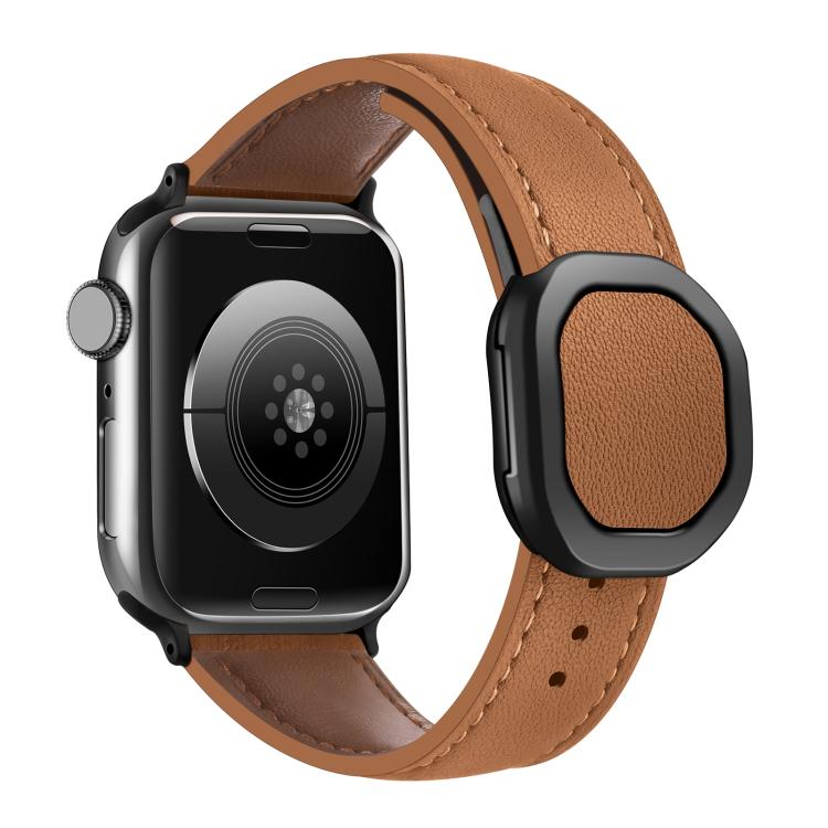 For Apple Watch 42mm / 41mm / 40mm / 38mm Kalebol Magnetic Fold Genuine Buckle Leather Watch Band