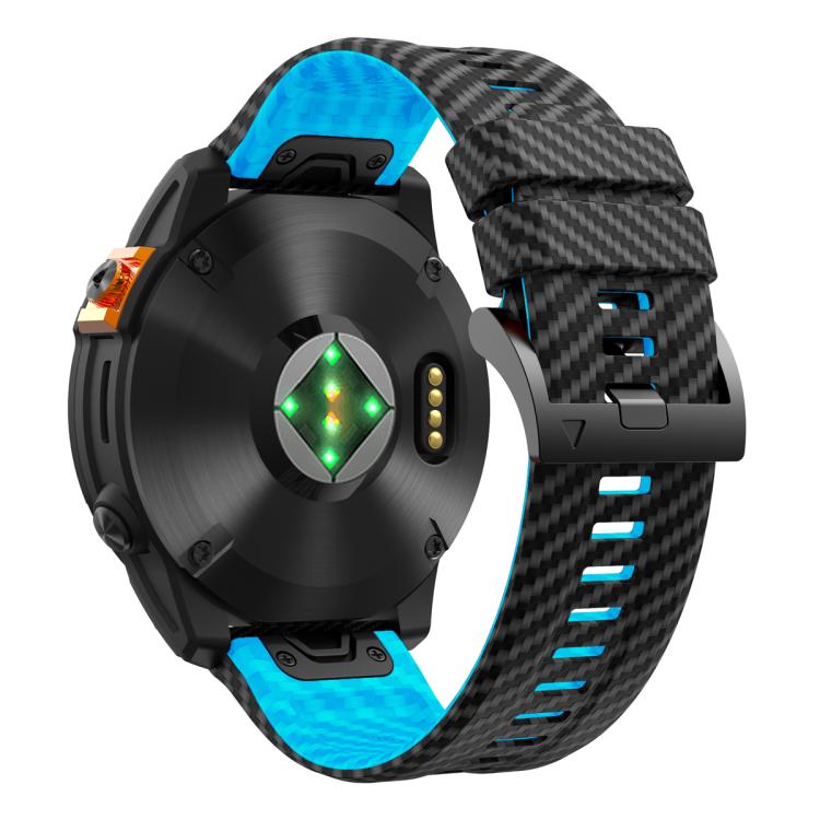 For Garmin Fenix 7 22mm Kalebol Two Color Carbon Fiber Print Silicone Watch Band