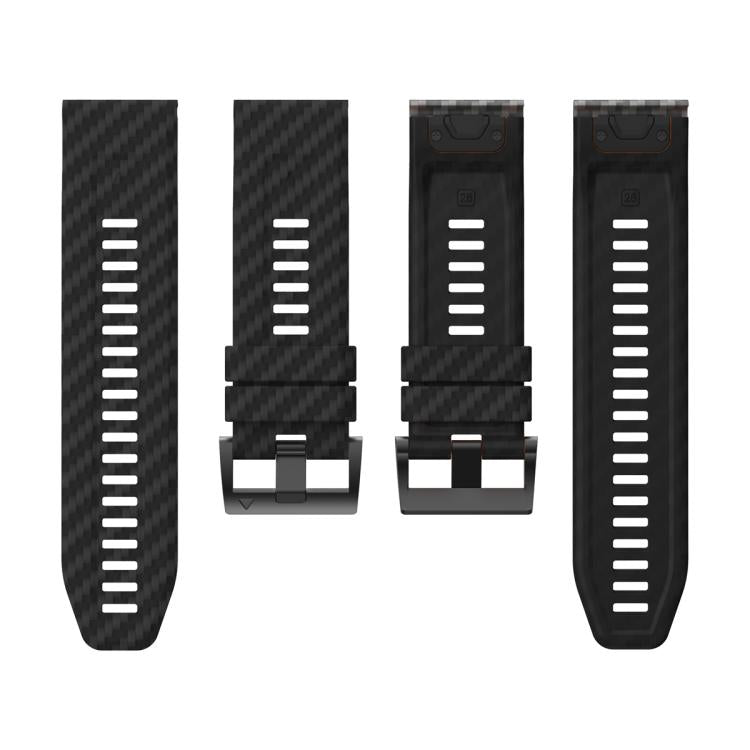 For Garmin Fenix 7X 26mm Kalebol Two Color Carbon Fiber Print Silicone Watch Band