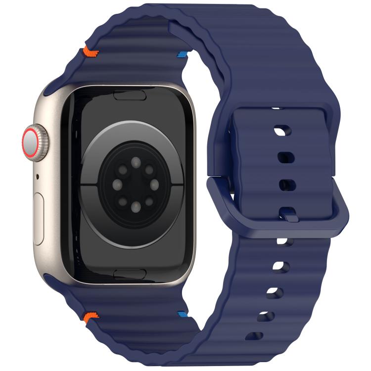For Apple Watch 46mm / 49mm / 45mm / 44mm Kalebol Wavy Grain Stitched Silicone Watch Band