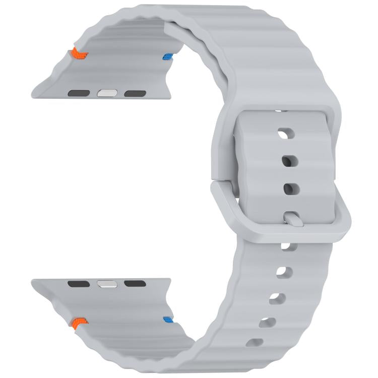 For Apple Watch 46mm / 49mm / 45mm / 44mm Kalebol Wavy Grain Stitched Silicone Watch Band