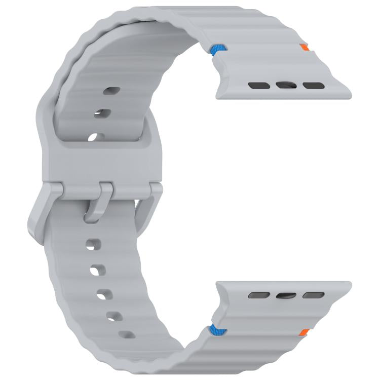 For Apple Watch 46mm / 49mm / 45mm / 44mm Kalebol Wavy Grain Stitched Silicone Watch Band