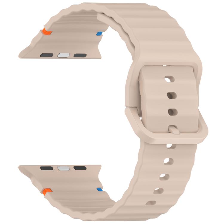 For Apple Watch 46mm / 49mm / 45mm / 44mm Kalebol Wavy Grain Stitched Silicone Watch Band