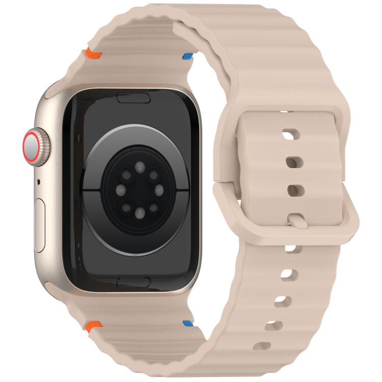 For Apple Watch 46mm / 49mm / 45mm / 44mm Kalebol Wavy Grain Stitched Silicone Watch Band