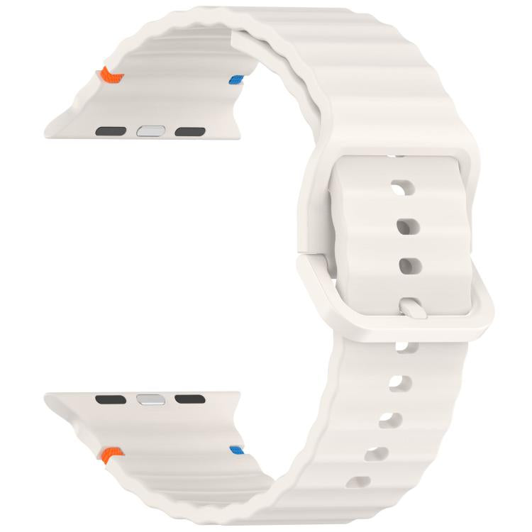 For Apple Watch 46mm / 49mm / 45mm / 44mm Kalebol Wavy Grain Stitched Silicone Watch Band