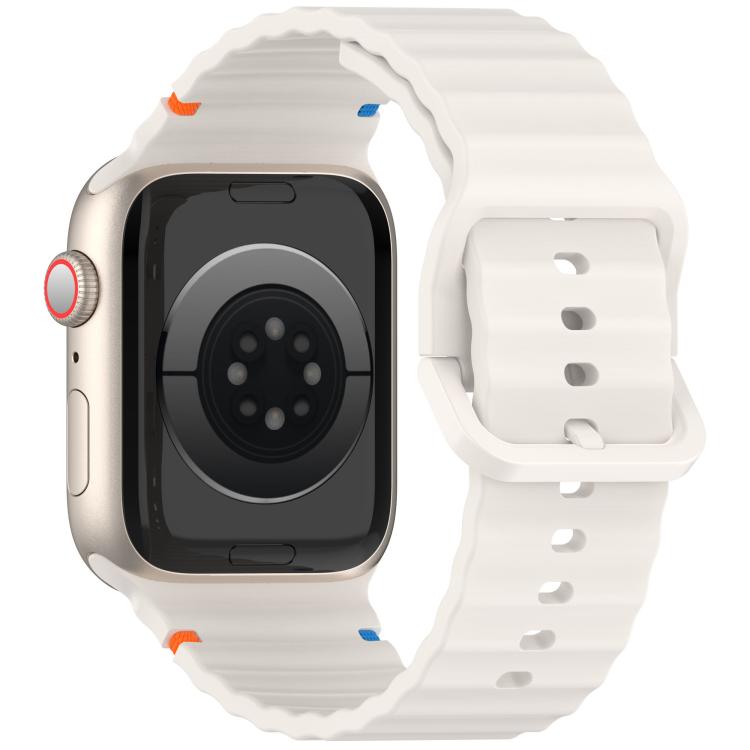 For Apple Watch 46mm / 49mm / 45mm / 44mm Kalebol Wavy Grain Stitched Silicone Watch Band