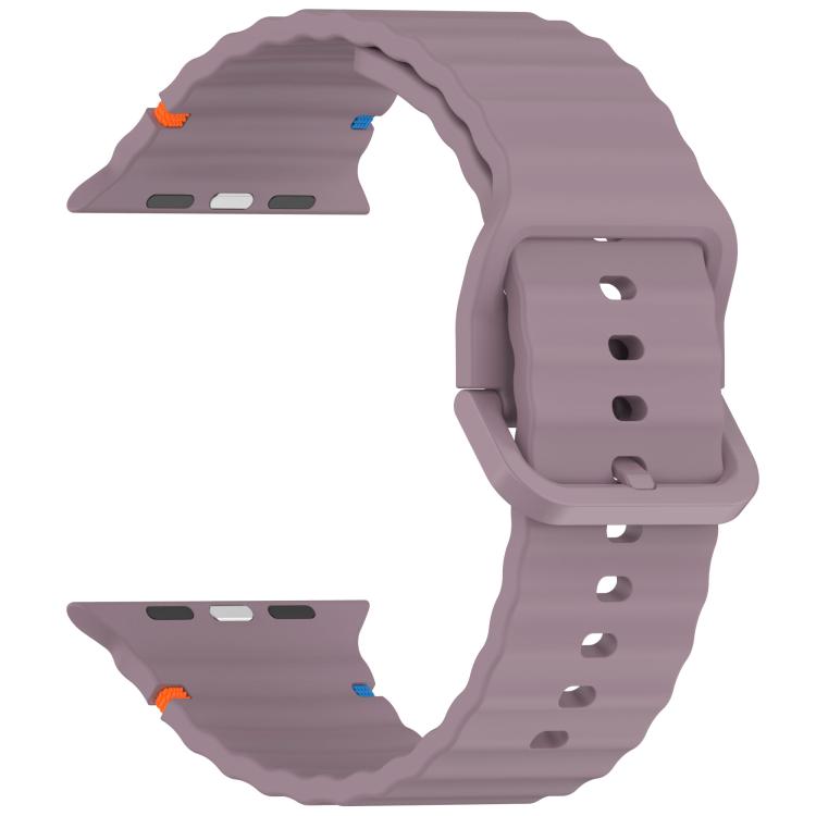 For Apple Watch 46mm / 49mm / 45mm / 44mm Kalebol Wavy Grain Stitched Silicone Watch Band