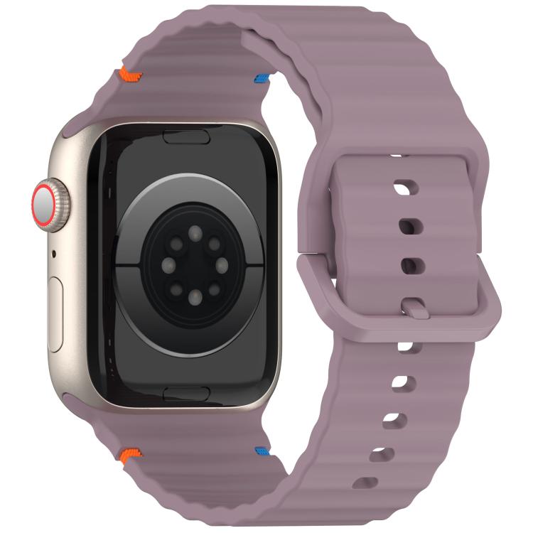 For Apple Watch 42mm / 41mm / 40mm / 38mm Kalebol Wavy Grain Stitched Silicone Watch Band