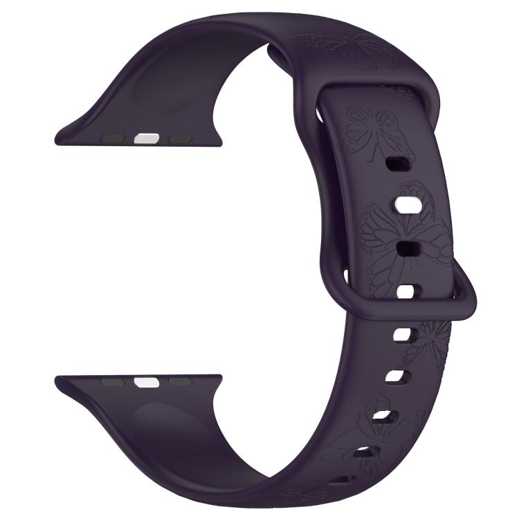 For Apple Watch 46mm / 49mm / 45mm / 44mm Kalebol 8-shaped Buckle Butterfly Embossed Silicone Watch Band
