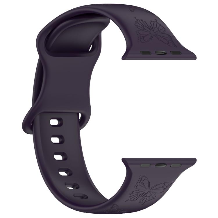 For Apple Watch 46mm / 49mm / 45mm / 44mm Kalebol 8-shaped Buckle Butterfly Embossed Silicone Watch Band