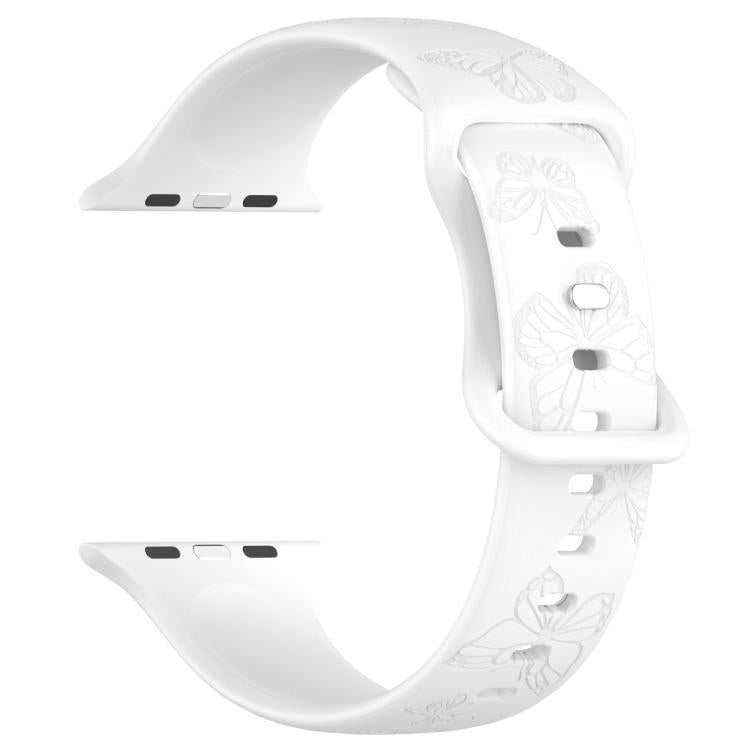 For Apple Watch 46mm / 49mm / 45mm / 44mm Kalebol 8-shaped Buckle Butterfly Embossed Silicone Watch Band