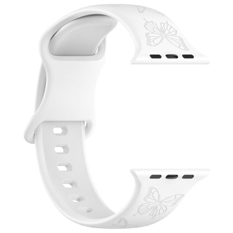 For Apple Watch 46mm / 49mm / 45mm / 44mm Kalebol 8-shaped Buckle Butterfly Embossed Silicone Watch Band