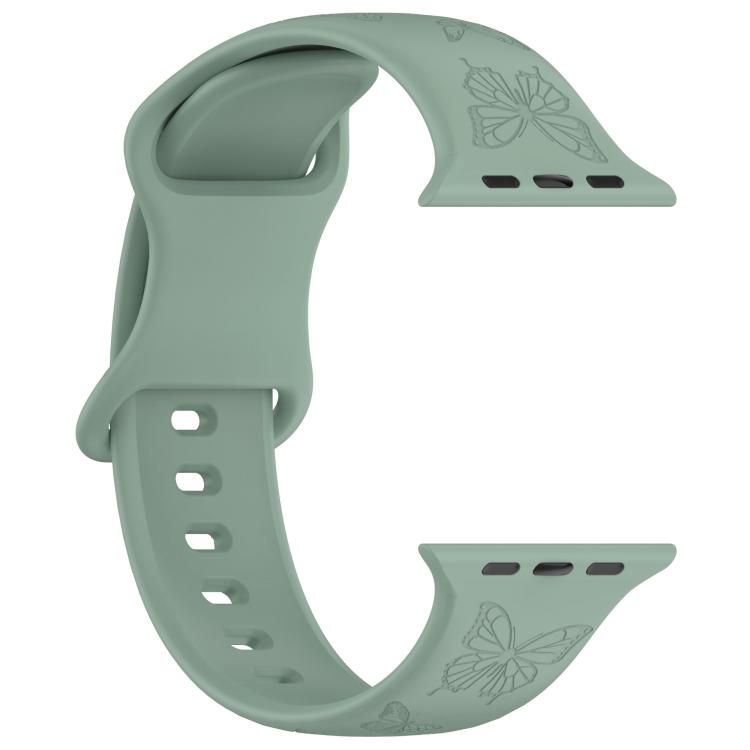 For Apple Watch 46mm / 49mm / 45mm / 44mm Kalebol 8-shaped Buckle Butterfly Embossed Silicone Watch Band