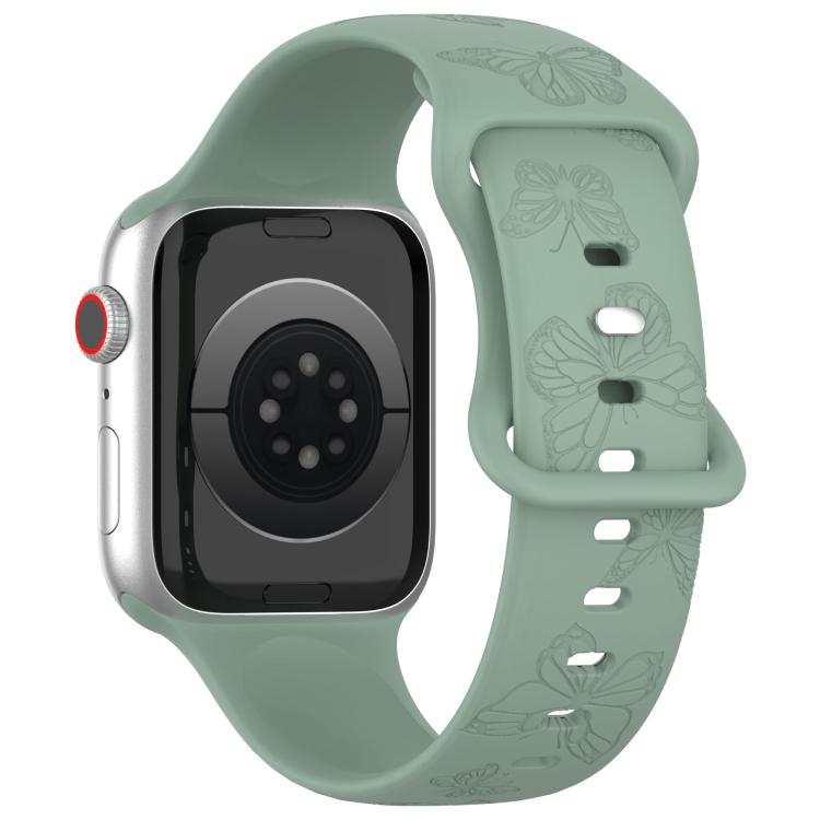 For Apple Watch 46mm / 49mm / 45mm / 44mm Kalebol 8-shaped Buckle Butterfly Embossed Silicone Watch Band