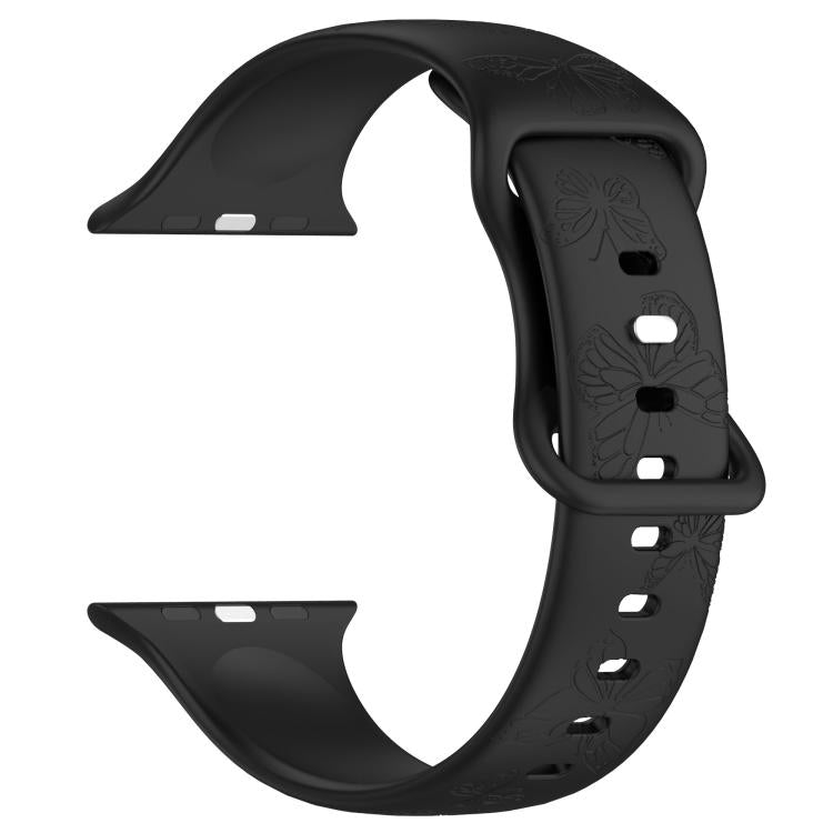 For Apple Watch 46mm / 49mm / 45mm / 44mm Kalebol 8-shaped Buckle Butterfly Embossed Silicone Watch Band