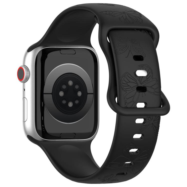 For Apple Watch 46mm / 49mm / 45mm / 44mm Kalebol 8-shaped Buckle Butterfly Embossed Silicone Watch Band