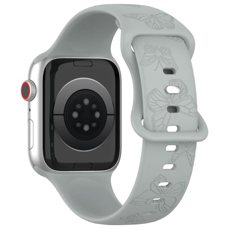 For Apple Watch 46mm / 49mm / 45mm / 44mm Kalebol 8-shaped Buckle Butterfly Embossed Silicone Watch Band