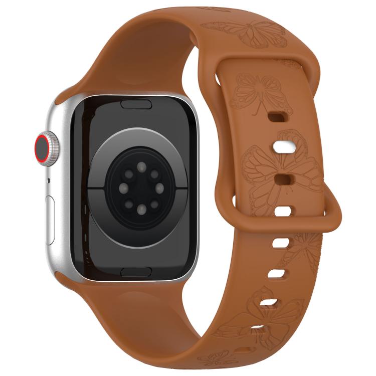 For Apple Watch 46mm / 49mm / 45mm / 44mm Kalebol 8-shaped Buckle Butterfly Embossed Silicone Watch Band