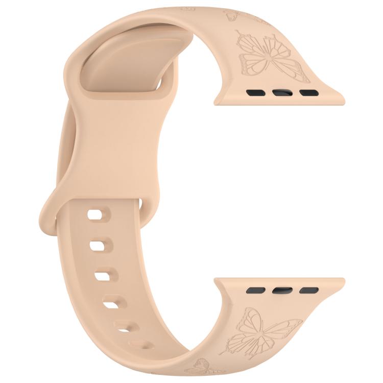 For Apple Watch 46mm / 49mm / 45mm / 44mm Kalebol 8-shaped Buckle Butterfly Embossed Silicone Watch Band