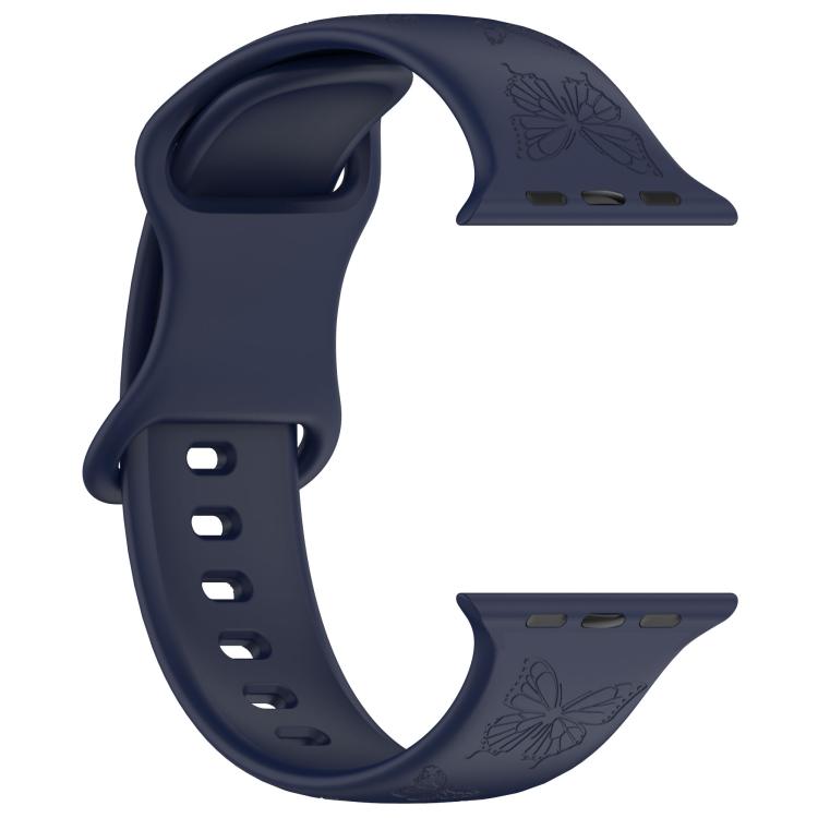 For Apple Watch 46mm / 49mm / 45mm / 44mm Kalebol 8-shaped Buckle Butterfly Embossed Silicone Watch Band