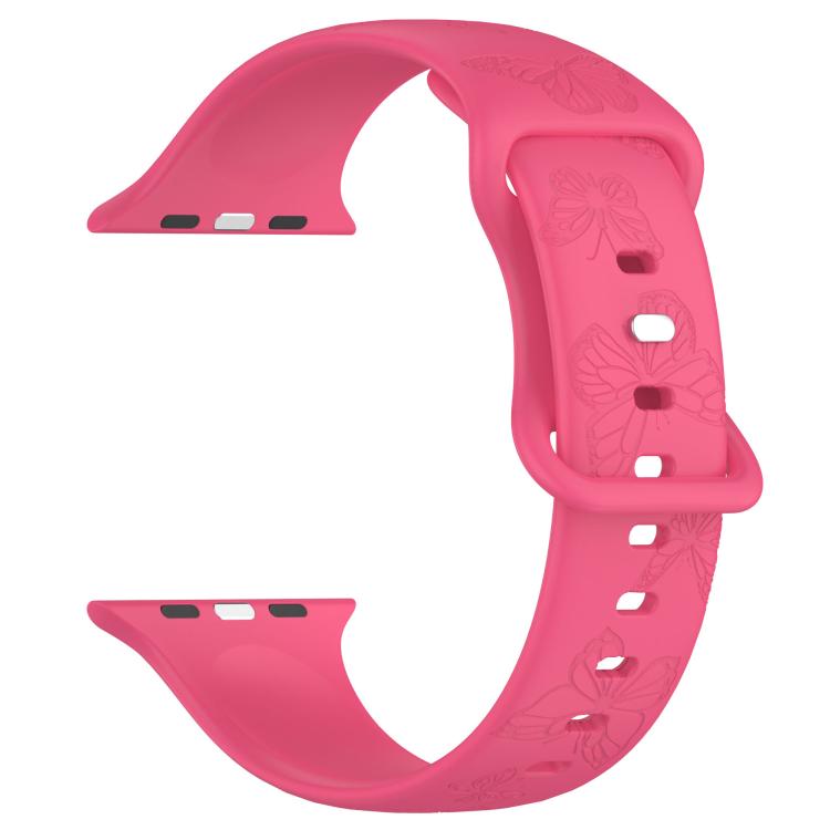 For Apple Watch 46mm / 49mm / 45mm / 44mm Kalebol 8-shaped Buckle Butterfly Embossed Silicone Watch Band