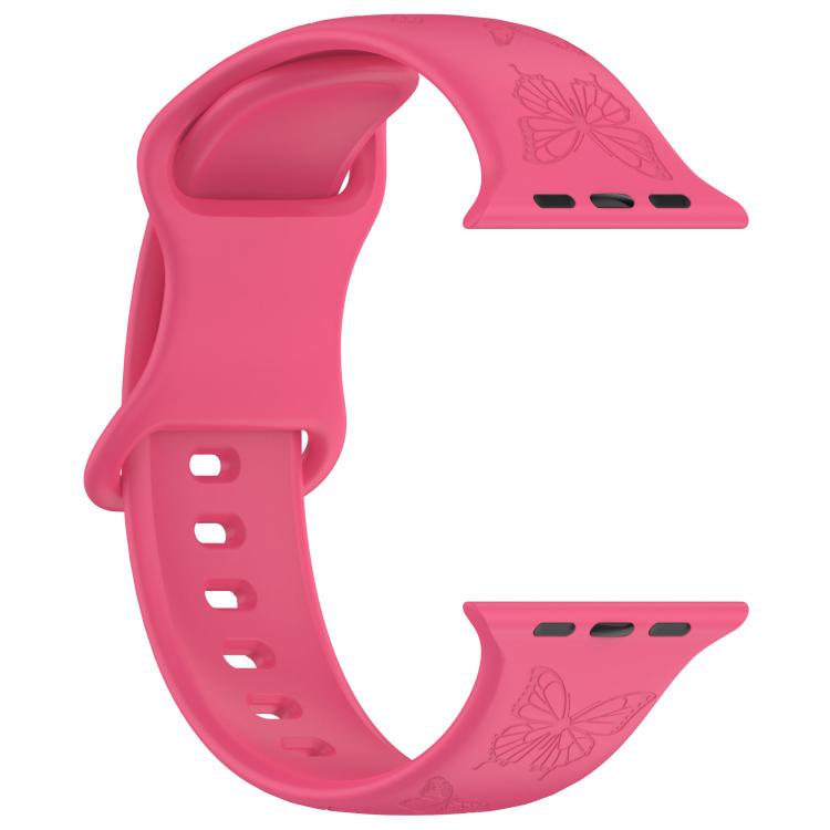 For Apple Watch 46mm / 49mm / 45mm / 44mm Kalebol 8-shaped Buckle Butterfly Embossed Silicone Watch Band