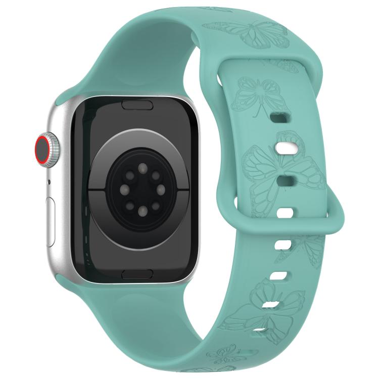 For Apple Watch 46mm / 49mm / 45mm / 44mm Kalebol 8-shaped Buckle Butterfly Embossed Silicone Watch Band