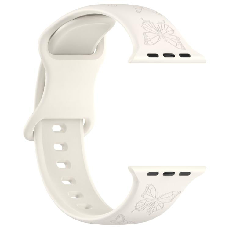 For Apple Watch 46mm / 49mm / 45mm / 44mm Kalebol 8-shaped Buckle Butterfly Embossed Silicone Watch Band