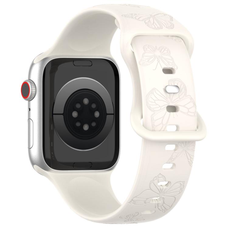 For Apple Watch 46mm / 49mm / 45mm / 44mm Kalebol 8-shaped Buckle Butterfly Embossed Silicone Watch Band