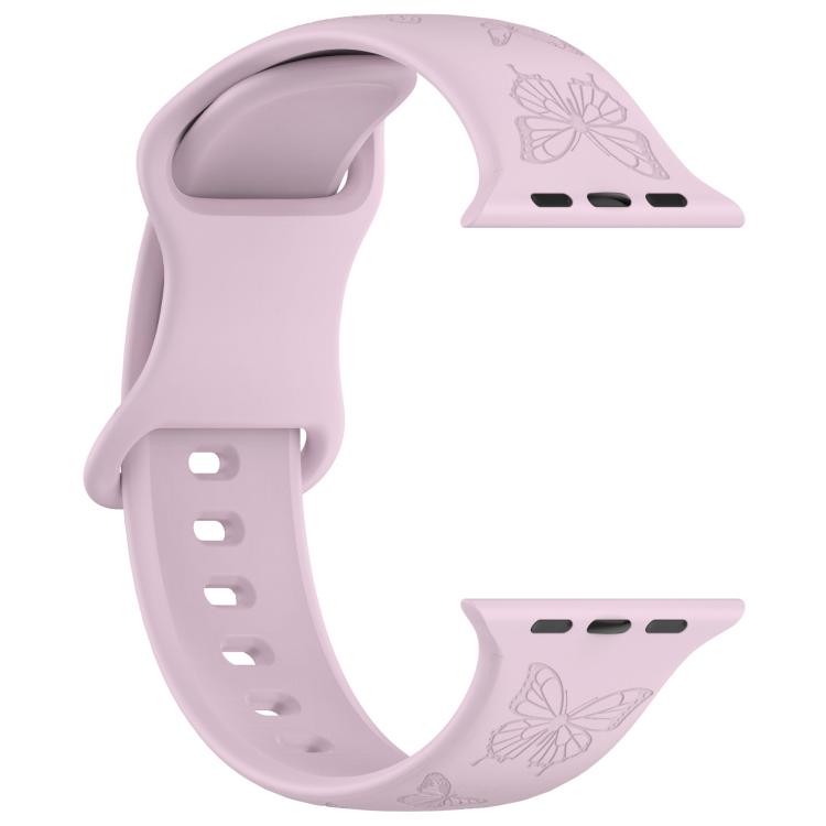 For Apple Watch 46mm / 49mm / 45mm / 44mm Kalebol 8-shaped Buckle Butterfly Embossed Silicone Watch Band