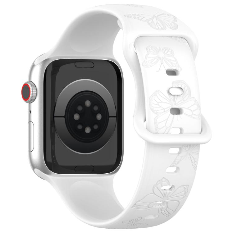 For Apple Watch 42mm / 41mm / 40mm / 38mm Kalebol 8-shaped Buckle Butterfly Embossed Silicone Watch Band