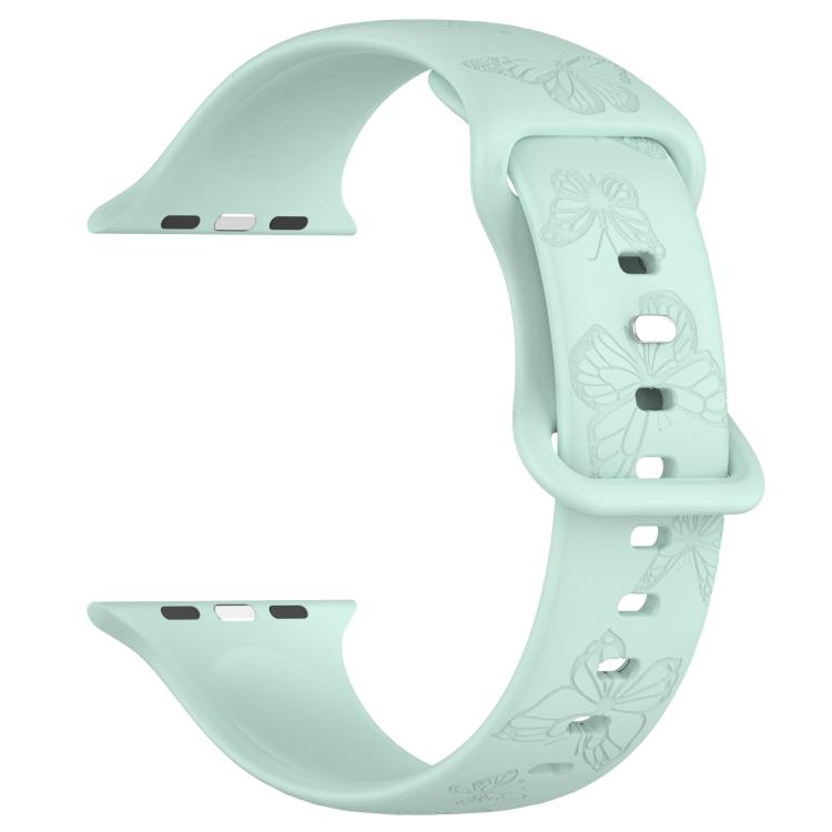 For Apple Watch 42mm / 41mm / 40mm / 38mm Kalebol 8-shaped Buckle Butterfly Embossed Silicone Watch Band